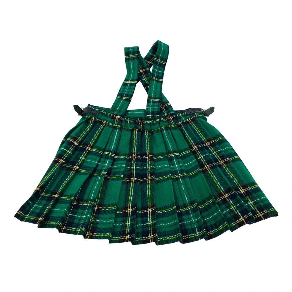 O'Neil of Dublin‎ Kilt Skirt Gordan Tartan Green Plaid Pinafore Girl's Sz 3/4